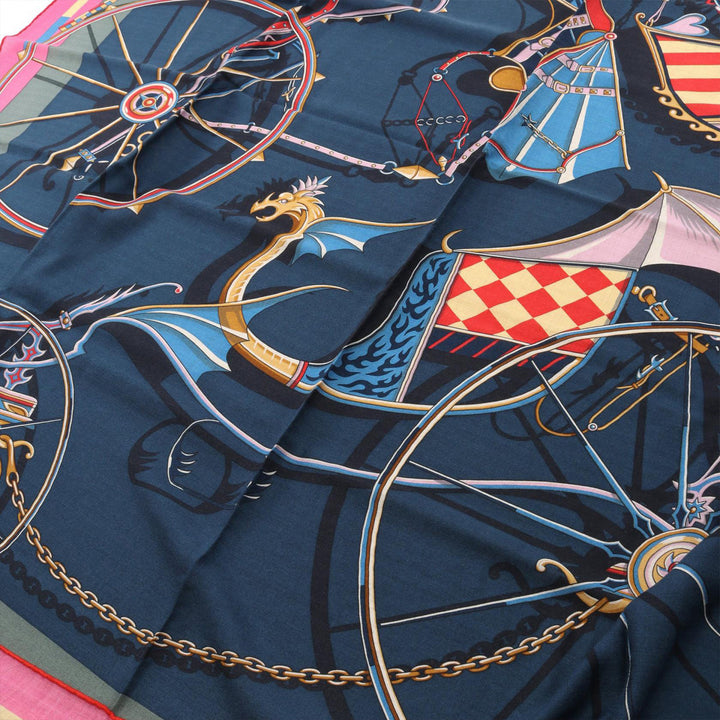 Hermès Voitures En Equilibre Shawl 140 Cachemire
