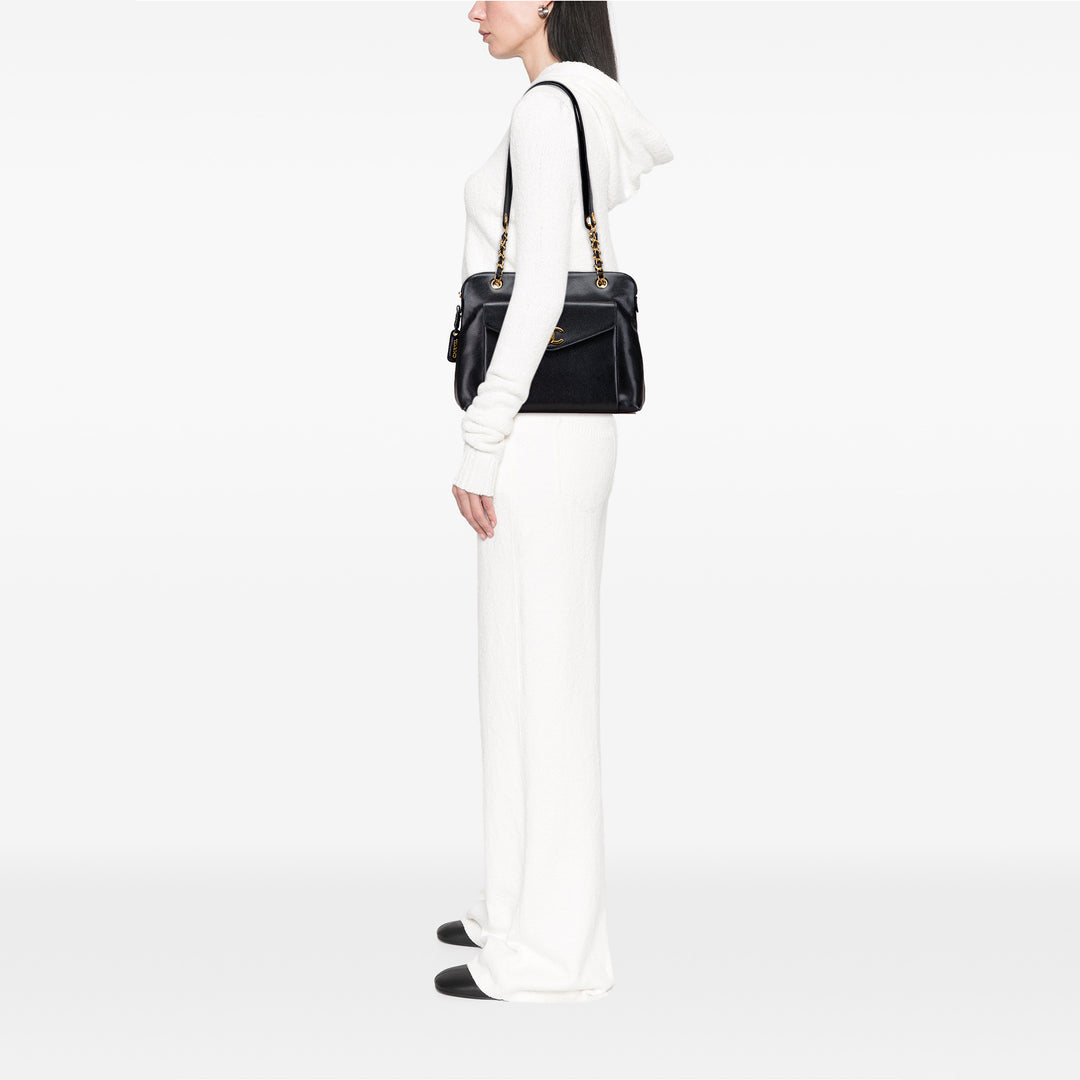 Chanel Caviar Front Pocket Chain Cabas Noir
