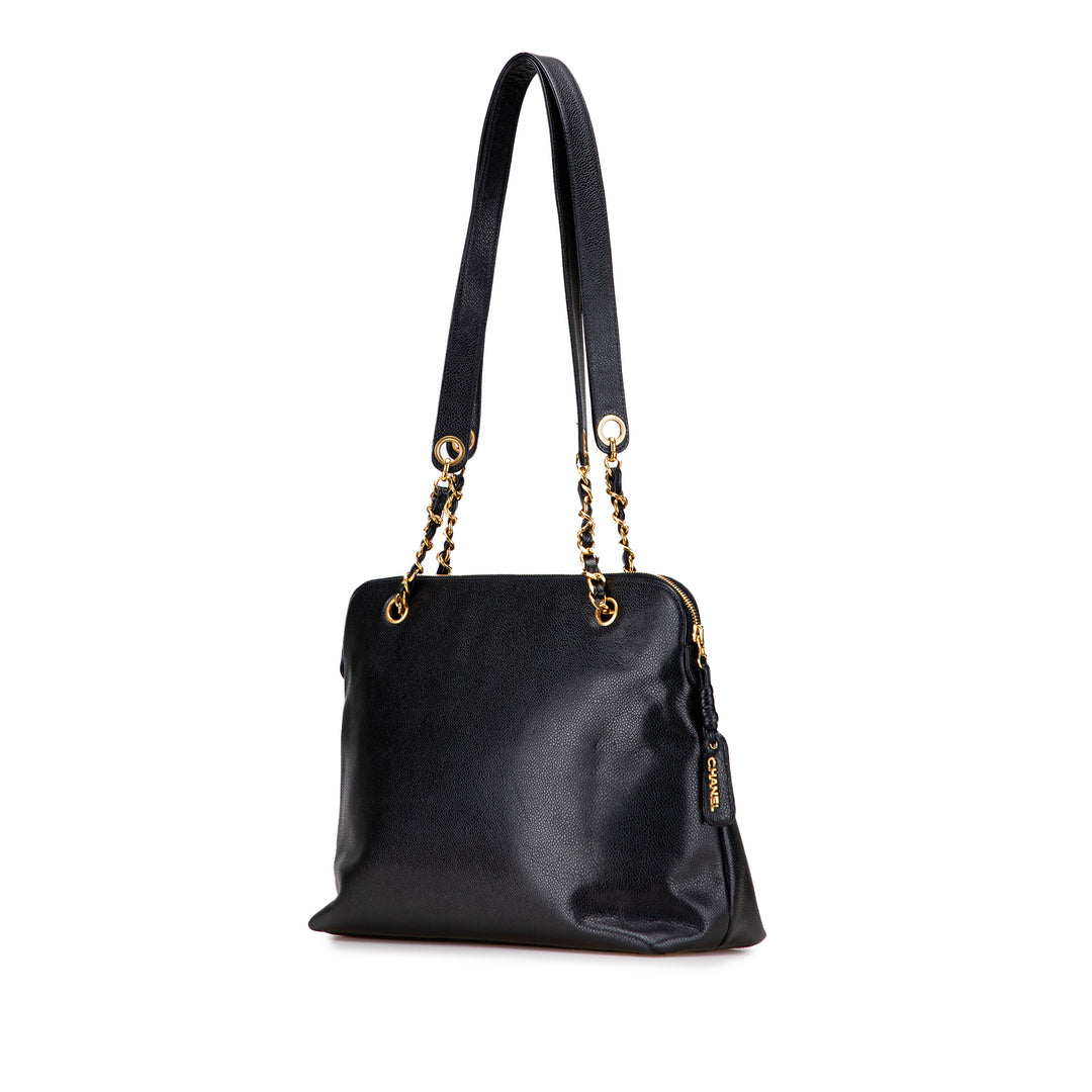 Chanel Caviar Front Pocket Chain Cabas Noir