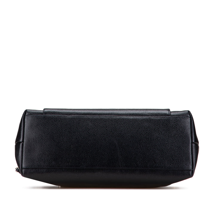 Chanel Caviar Front Pocket Chain Cabas Noir