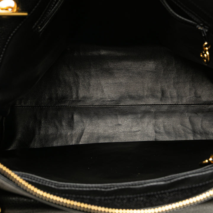 Chanel Caviar Front Pocket Chain Cabas Noir