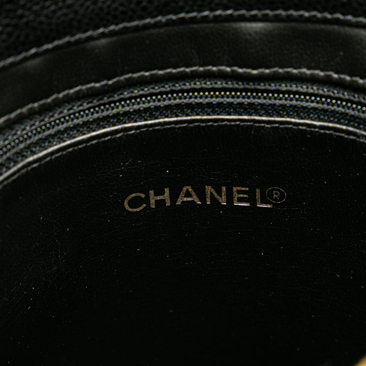 Chanel Caviar Front Pocket Chain Cabas Noir