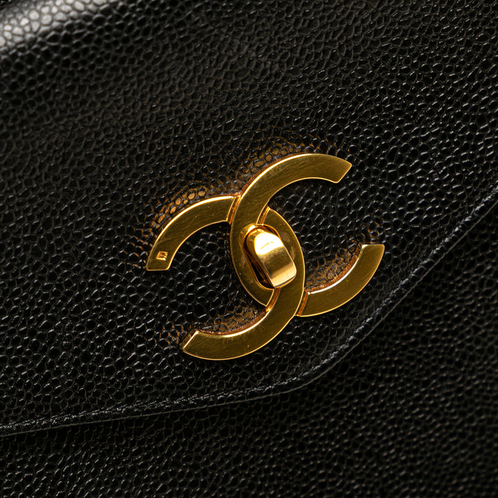 Chanel Caviar Front Pocket Chain Cabas Noir