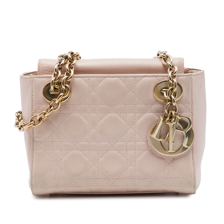 Dior Cannage Lady Dior Double Sac à chaîne Cuir d'agneau Rose
