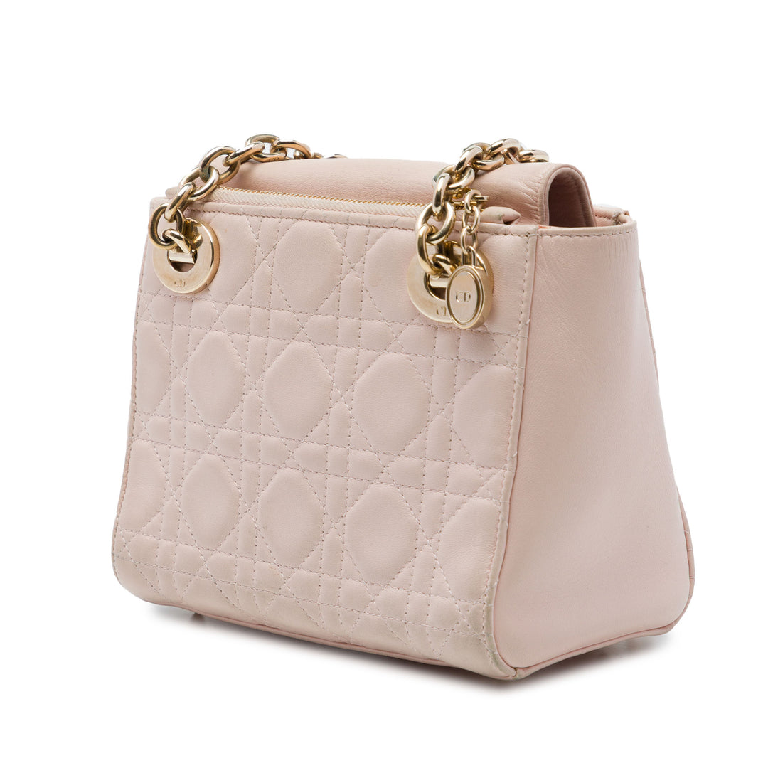 Dior Cannage Lady Dior Double Sac à chaîne Cuir d'agneau Rose