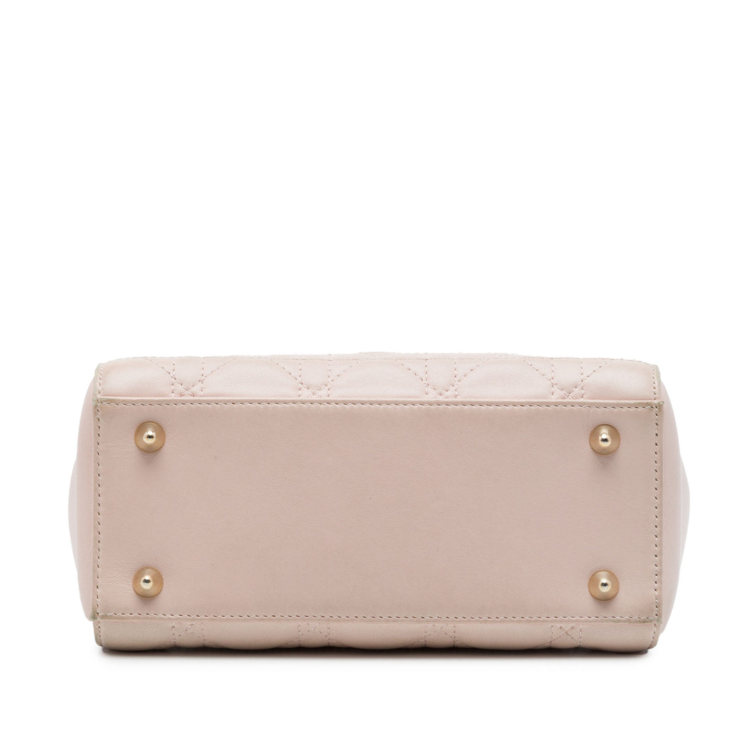 Dior Cannage Lady Dior Double Sac à chaîne Cuir d'agneau Rose
