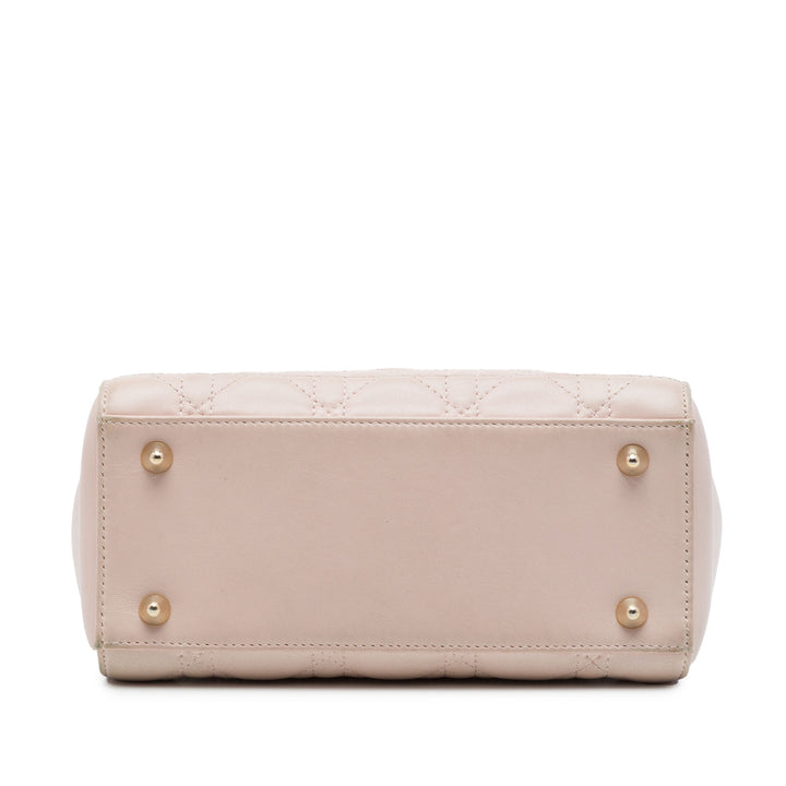 Dior Cannage Lady Dior Double Sac à chaîne Cuir d'agneau Rose