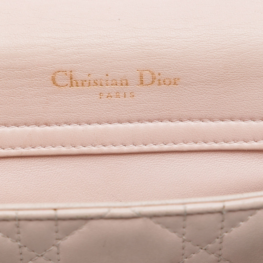 Dior Cannage Lady Dior Double Sac à chaîne Cuir d'agneau Rose