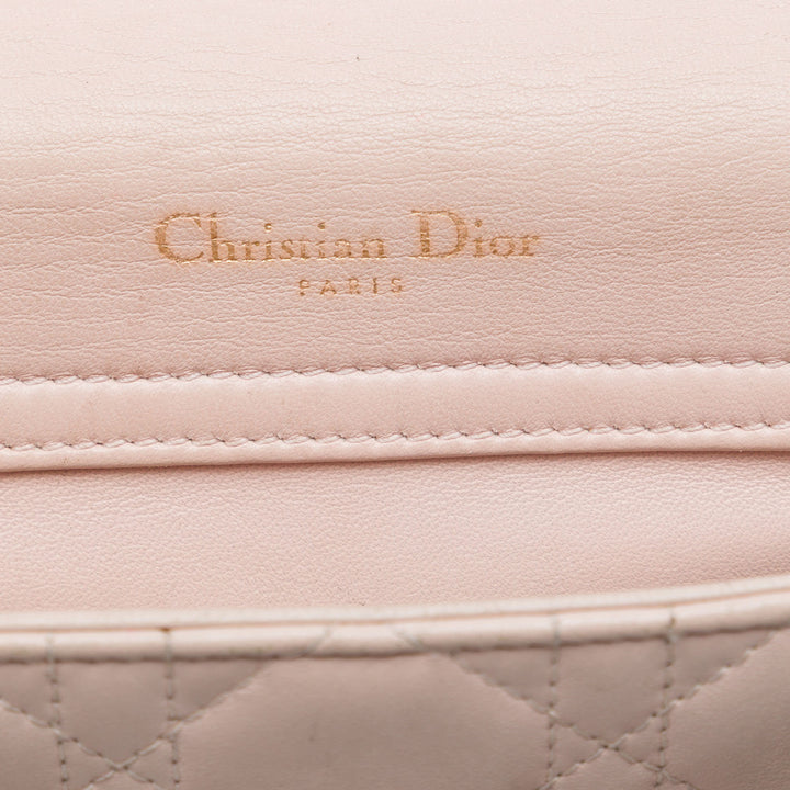 Dior Cannage Lady Dior Double Sac à chaîne Cuir d'agneau Rose