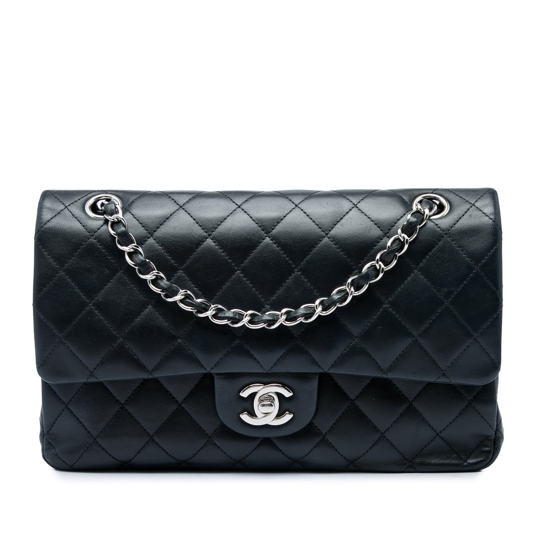 Classic Double rabat Moyen Cuir d'agneau Noir