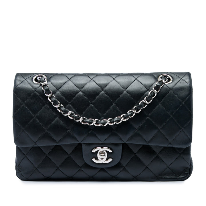 Classic Double rabat Moyen Cuir d'agneau Noir