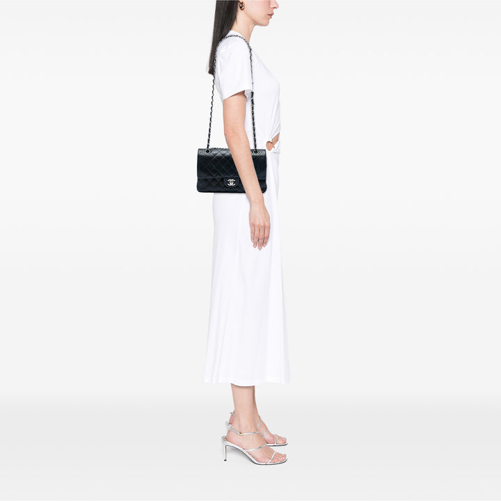 Classic Double rabat Moyen Cuir d'agneau Noir