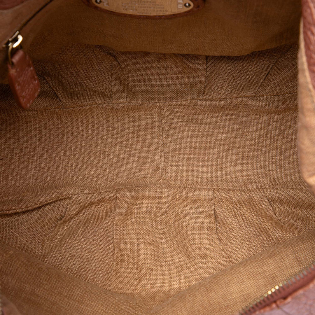 Fendi Métallisé Pebbled Selleria Sac Cuir