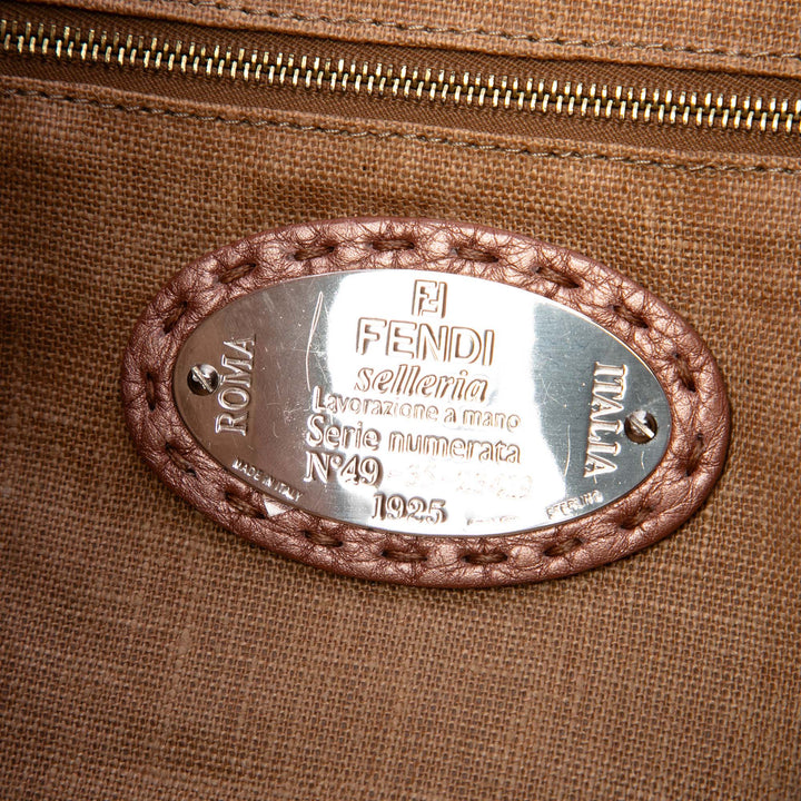 Fendi Métallisé Pebbled Selleria Sac Cuir