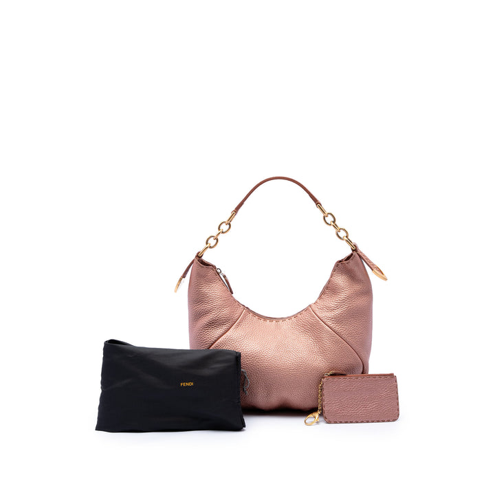 Fendi Métallisé Pebbled Selleria Sac Cuir