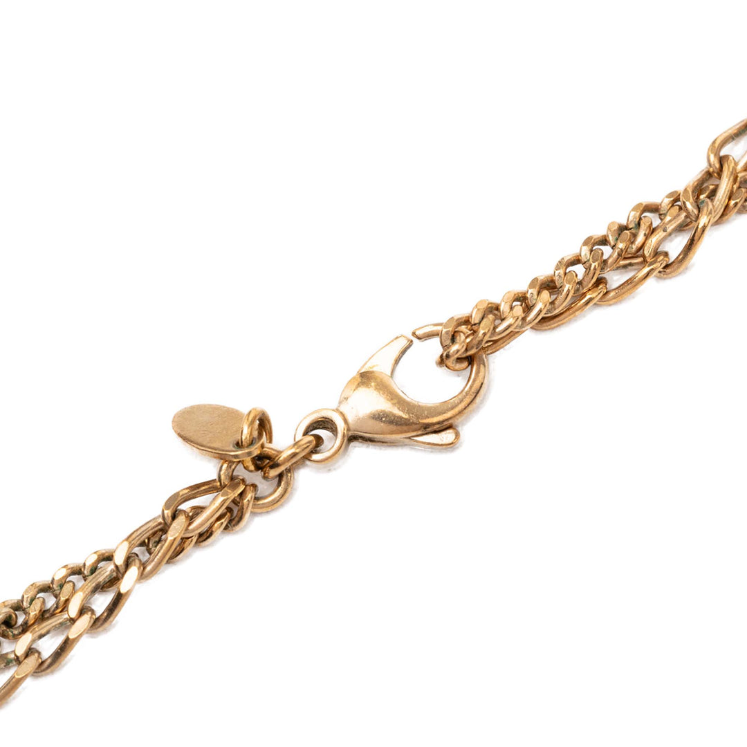 Chanel CC plaqué Textured Pendant Double Chain Collier