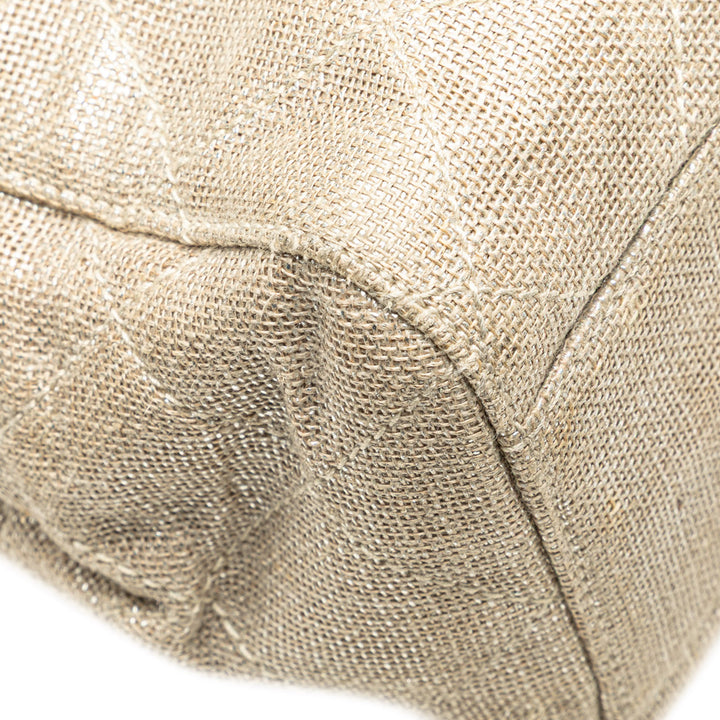 Chanel CC Surpiqué Lin Cabas chaîne