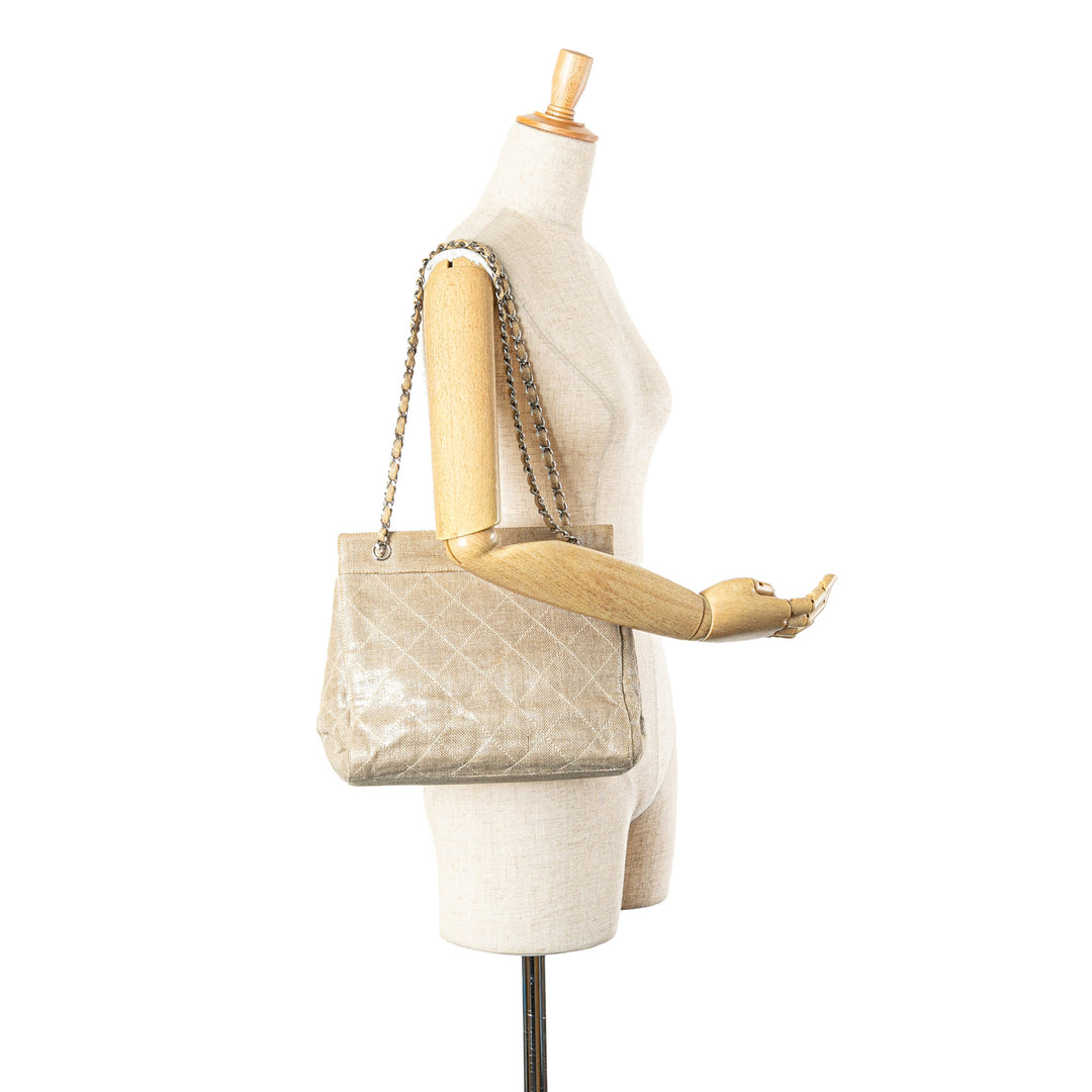 Chanel CC Surpiqué Lin Cabas chaîne