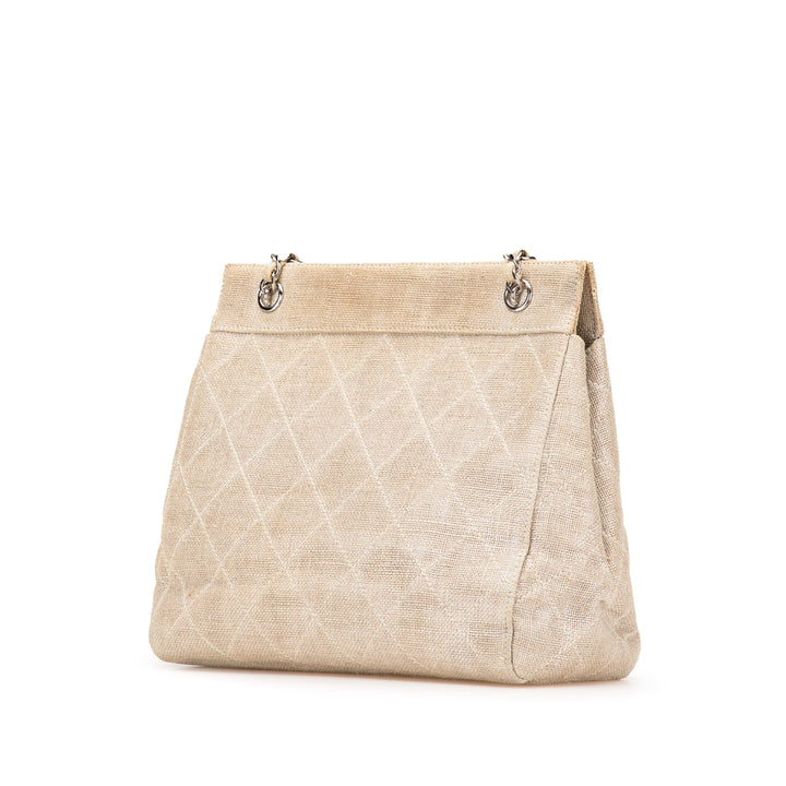 Chanel CC Surpiqué Lin Cabas chaîne