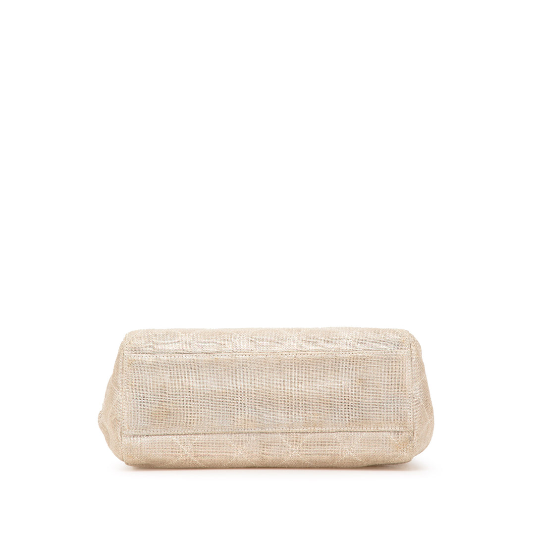 Chanel CC Surpiqué Lin Cabas chaîne