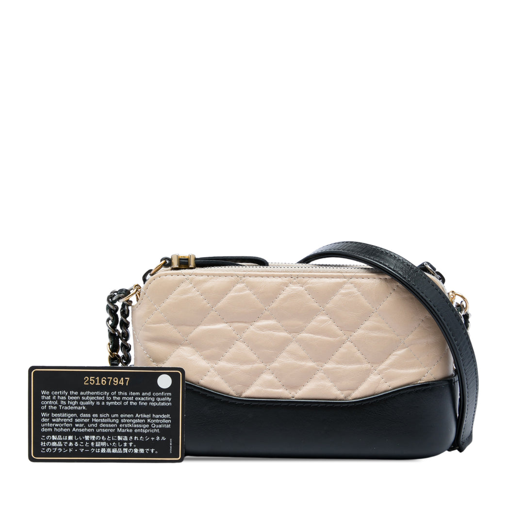 Chanel Pochette Bicolore vieilli Gabrielle Double Zippé avec chaîne Cuir de veau Noir – vue 6 – GABY PARIS