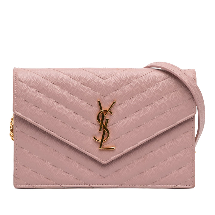 Saint Laurent Grain De Poudre Cassandre Envelope Chain Portefeuille