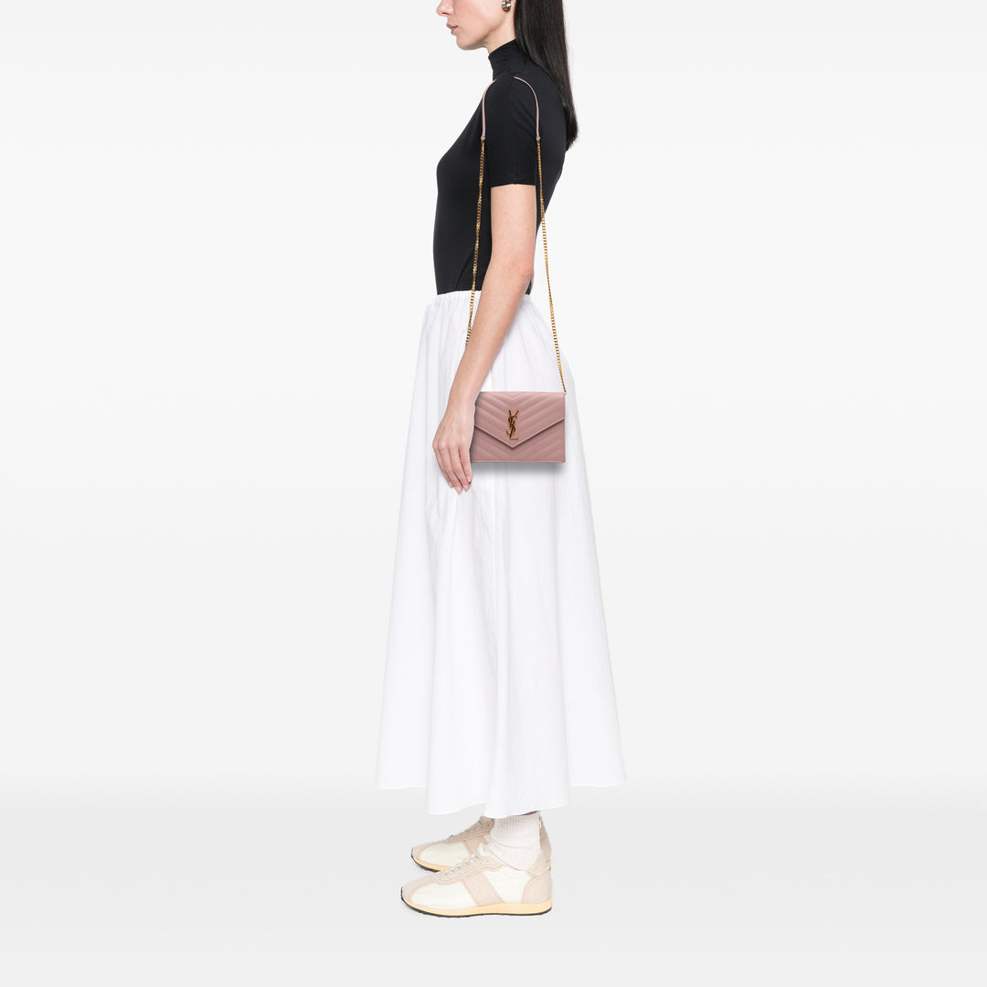 Saint Laurent Grain De Poudre Cassandre Envelope Chain Portefeuille
