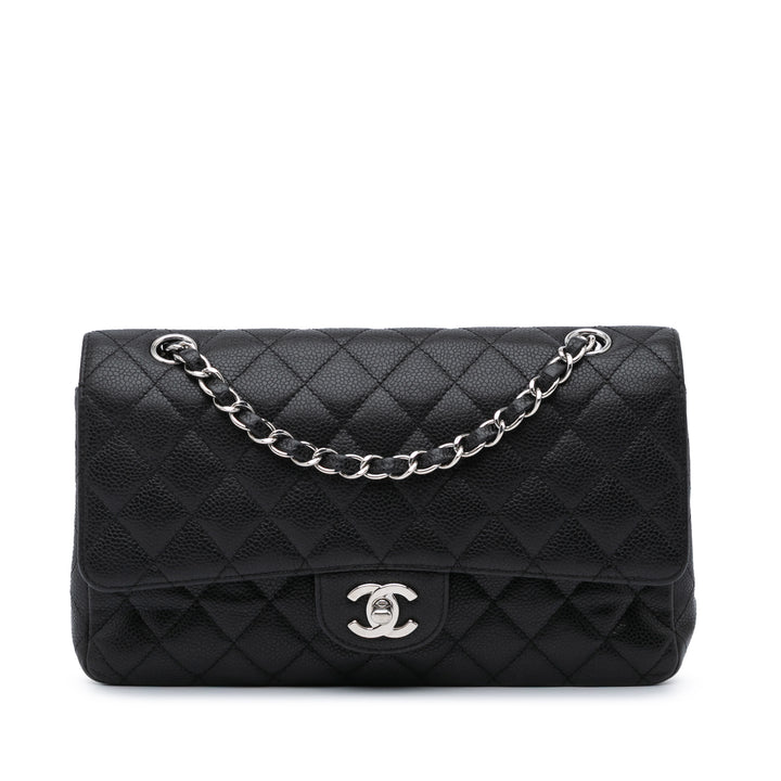 Medium Classic Caviar Double Flap Black - Gaby Paris