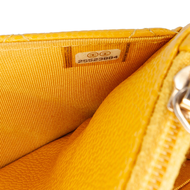 CC Quilted Caviar Wallet on Chain Yellow - Gaby Paris