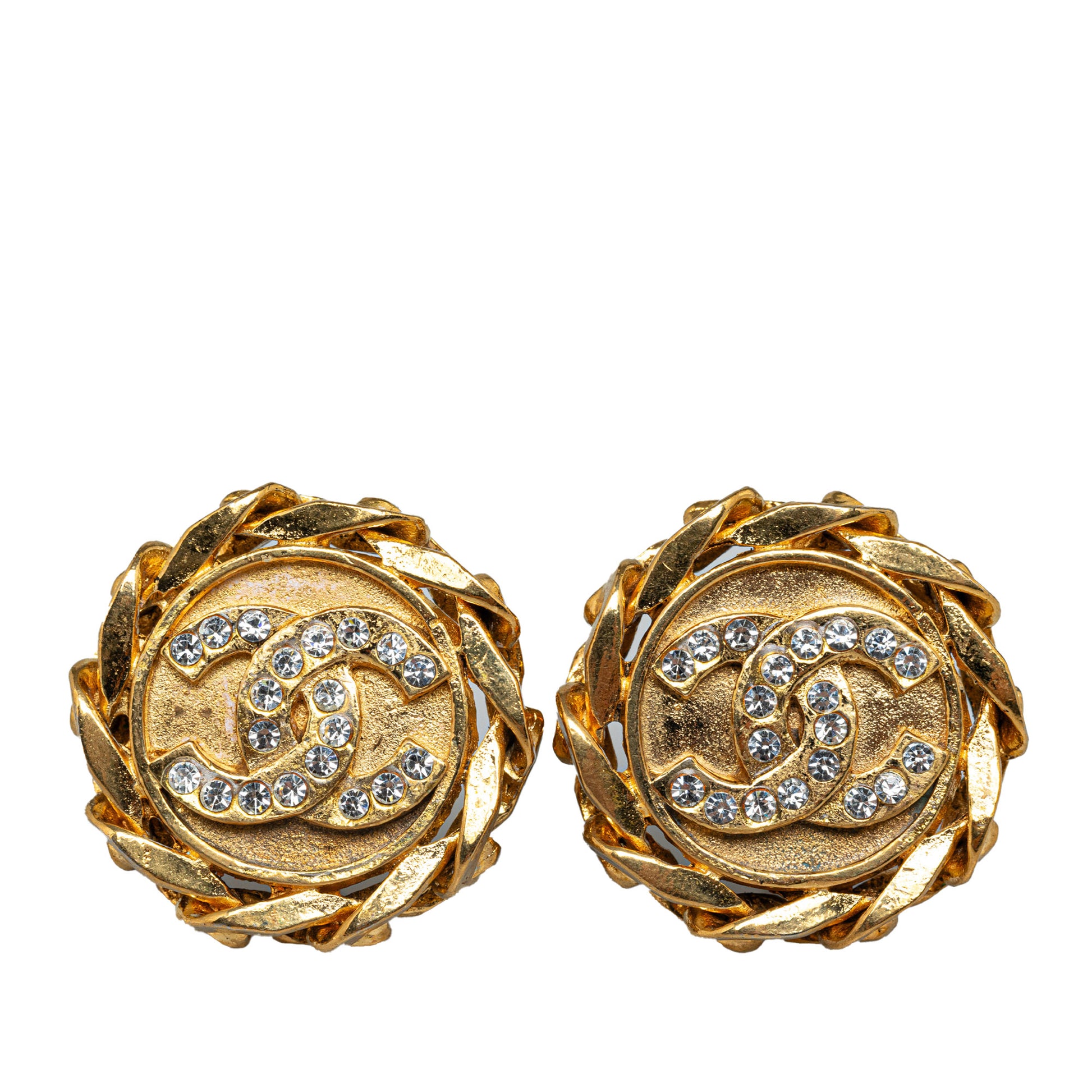 CC Rhinestone Clip on Earrings Gold - Gaby Paris