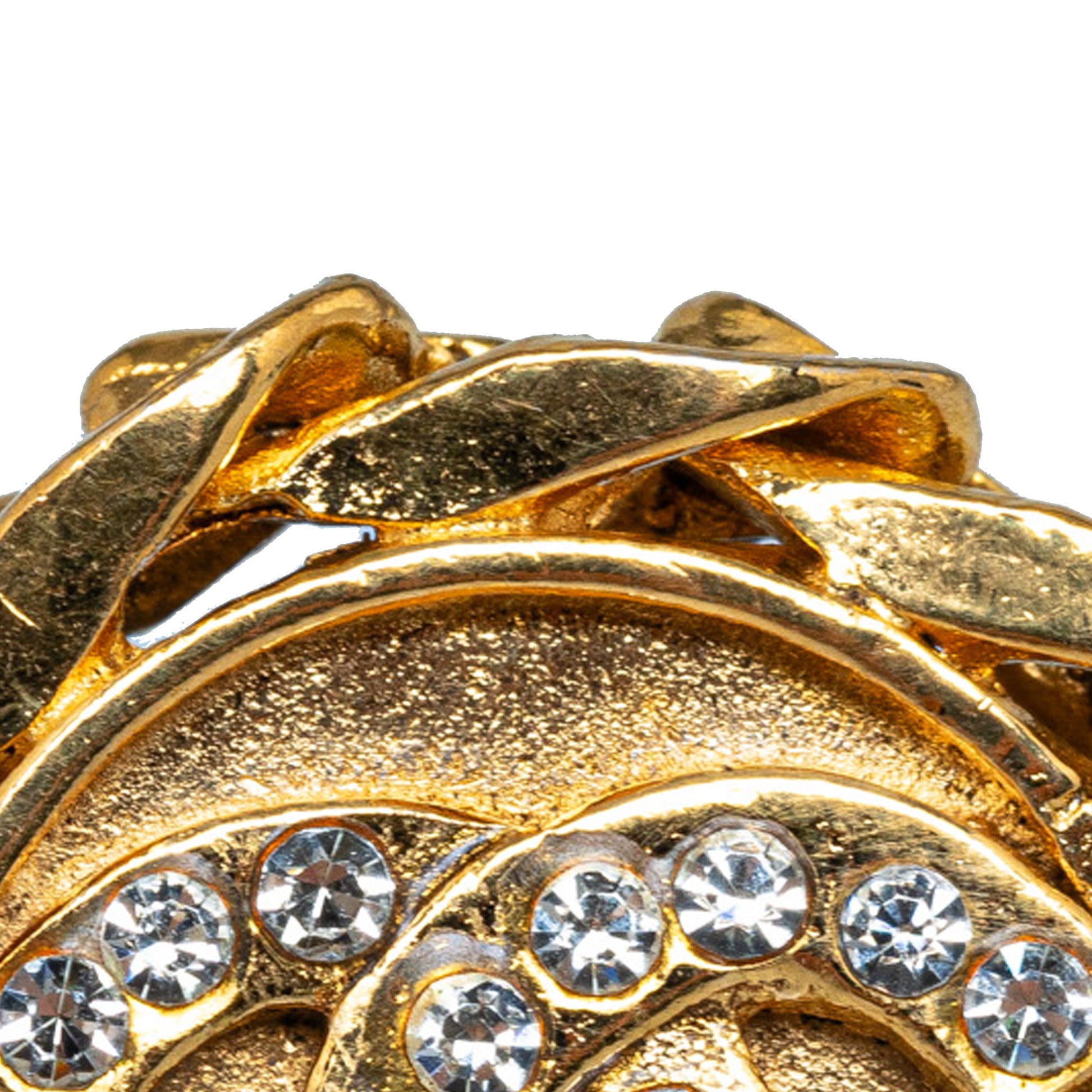 CC Rhinestone Clip on Earrings Gold - Gaby Paris