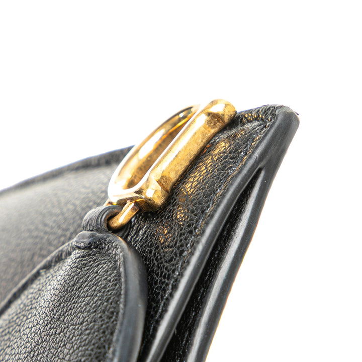 Goatskin Saddle Cosmos Zipped Card Holder Black - Gaby Paris