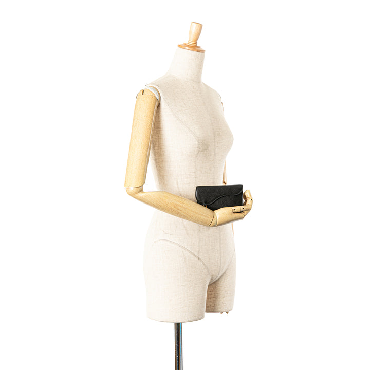 Goatskin Saddle Cosmos Zipped Card Holder Black - Gaby Paris