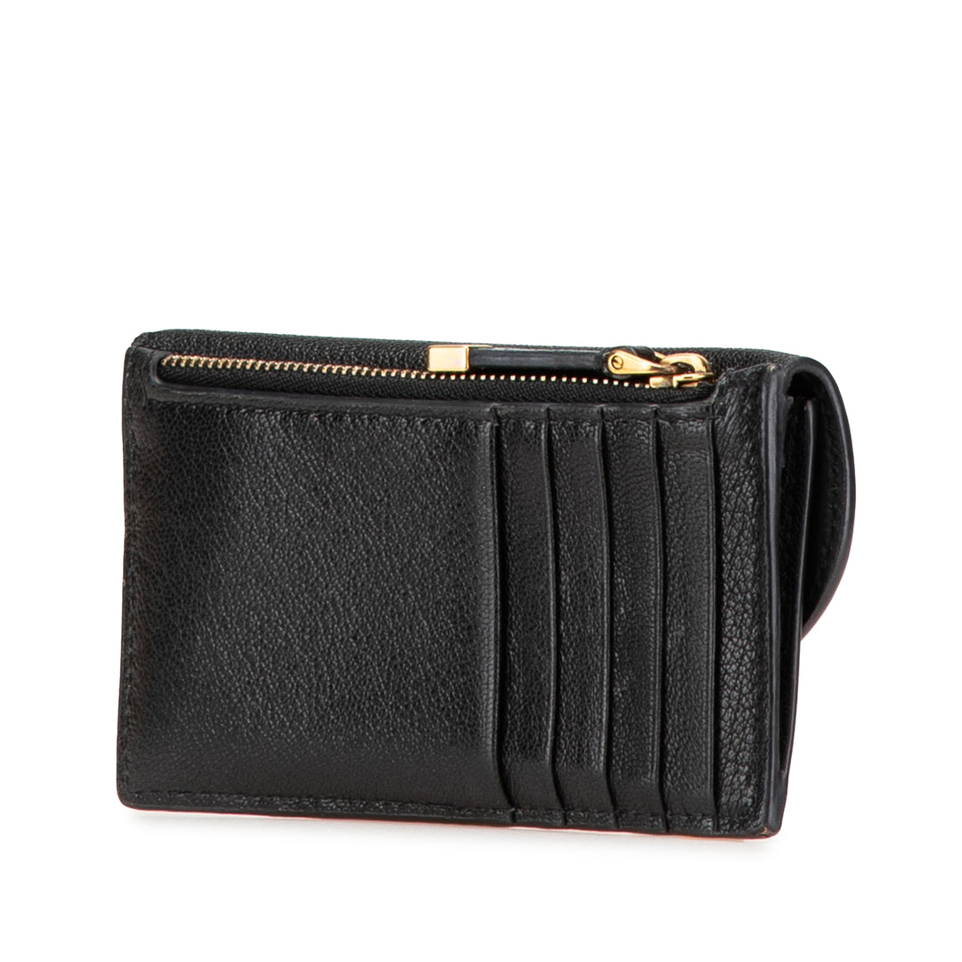 Goatskin Saddle Cosmos Zipped Card Holder Black - Gaby Paris