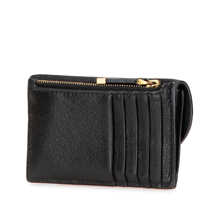 Goatskin Saddle Cosmos Zipped Card Holder Black - Gaby Paris
