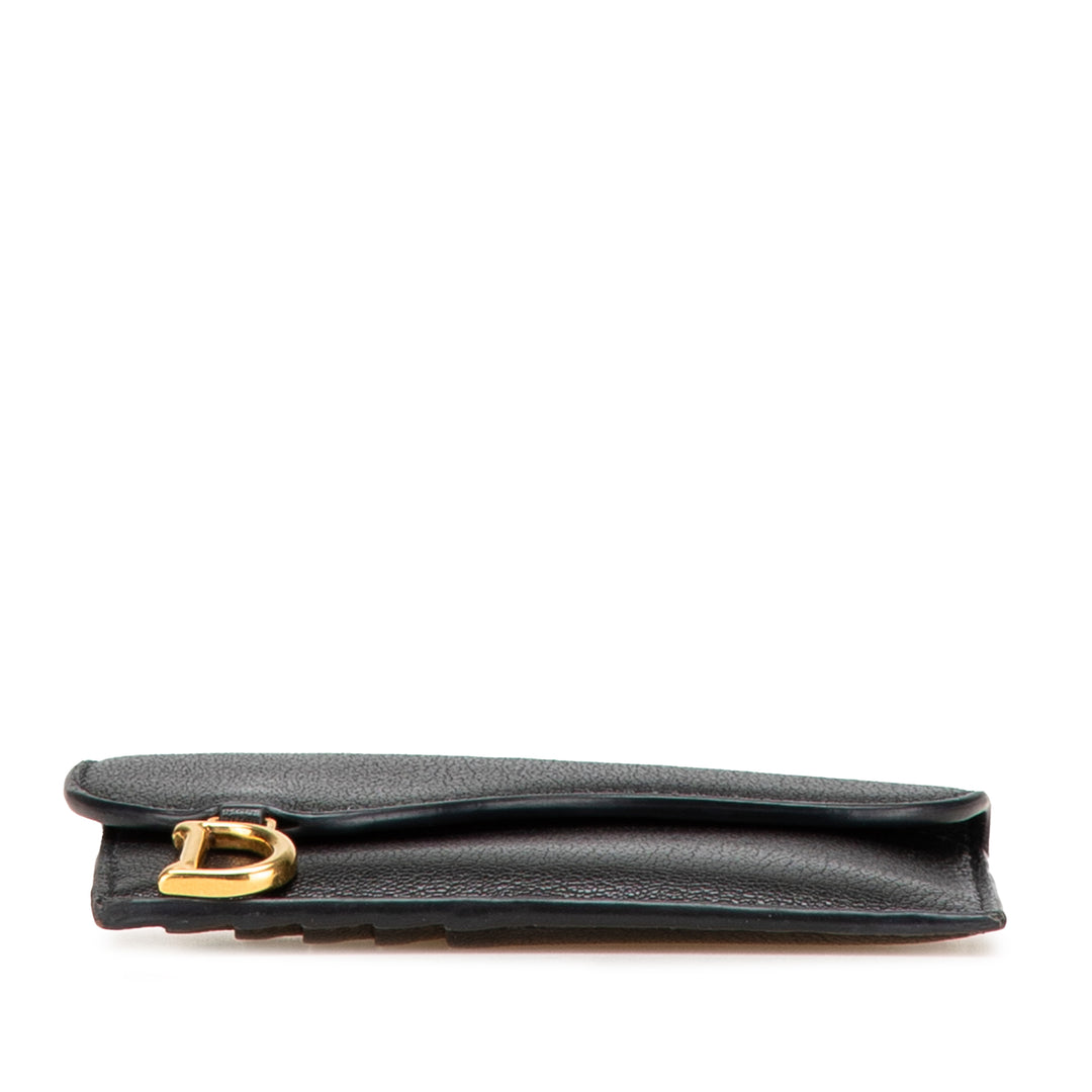 Goatskin Saddle Cosmos Zipped Card Holder Black - Gaby Paris