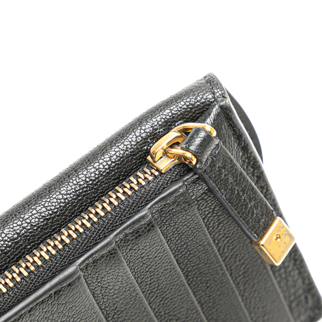 Goatskin Saddle Cosmos Zipped Card Holder Black - Gaby Paris