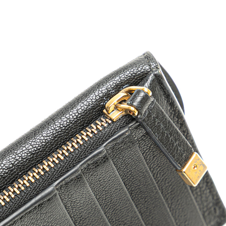 Goatskin Saddle Cosmos Zipped Card Holder Black - Gaby Paris