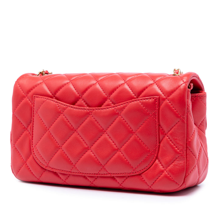 Chanel Mini Rectangular Classic Cuir d’agneau Perle Crush Simple rabat