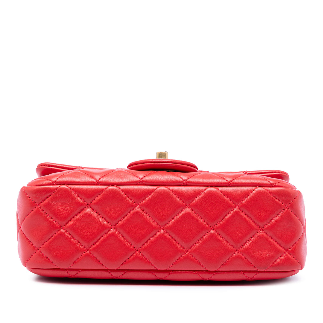 Chanel Mini Rectangular Classic Cuir d’agneau Perle Crush Simple rabat