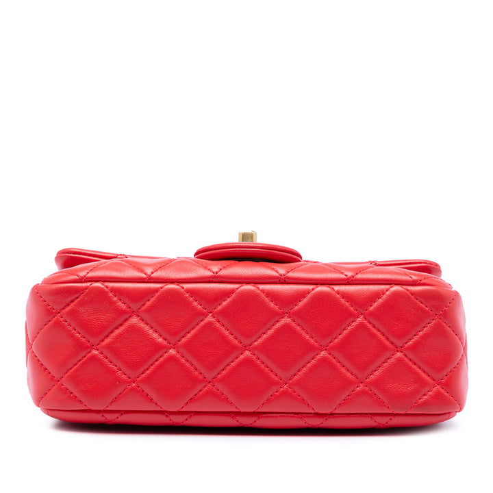 Chanel Mini Rectangular Classic Cuir d’agneau Perle Crush Simple rabat