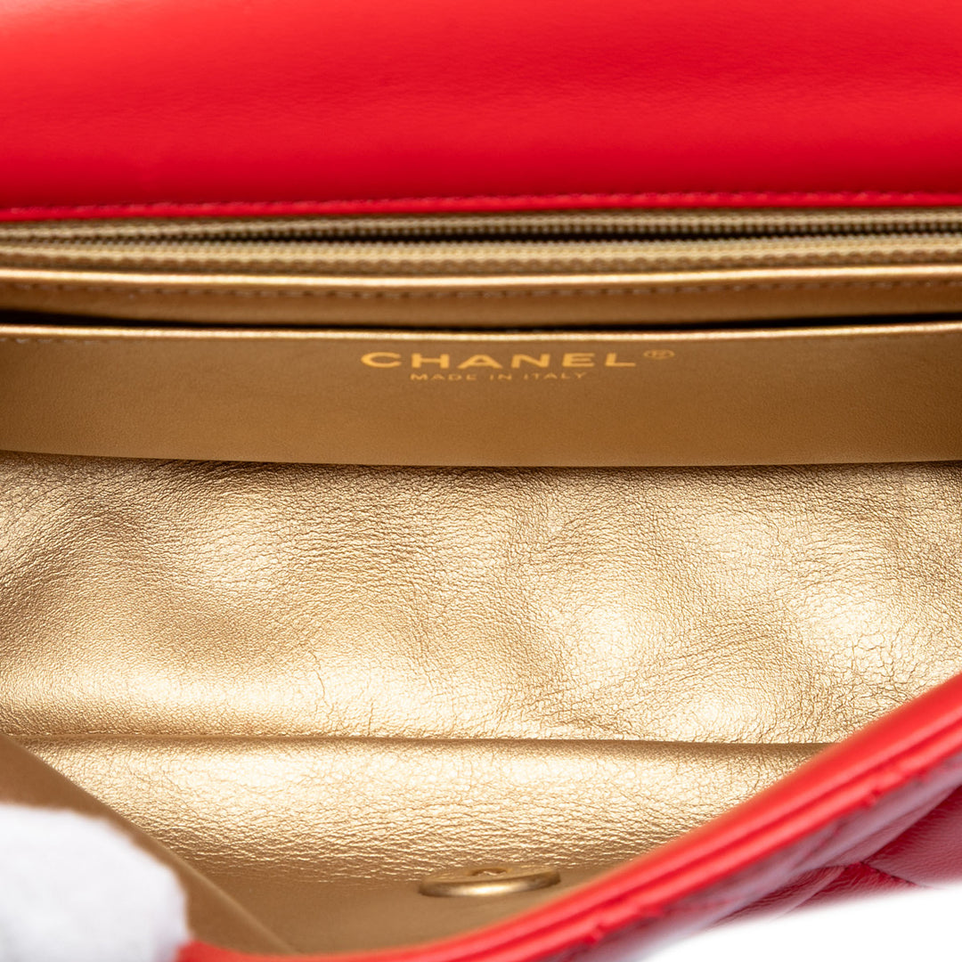 Chanel Mini Rectangular Classic Cuir d’agneau Perle Crush Simple rabat