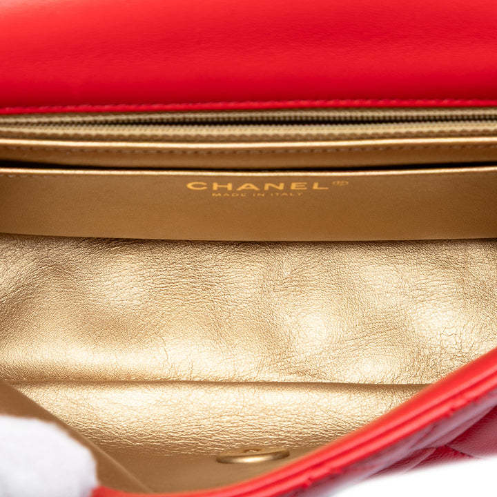 Chanel Mini Rectangular Classic Cuir d’agneau Perle Crush Simple rabat