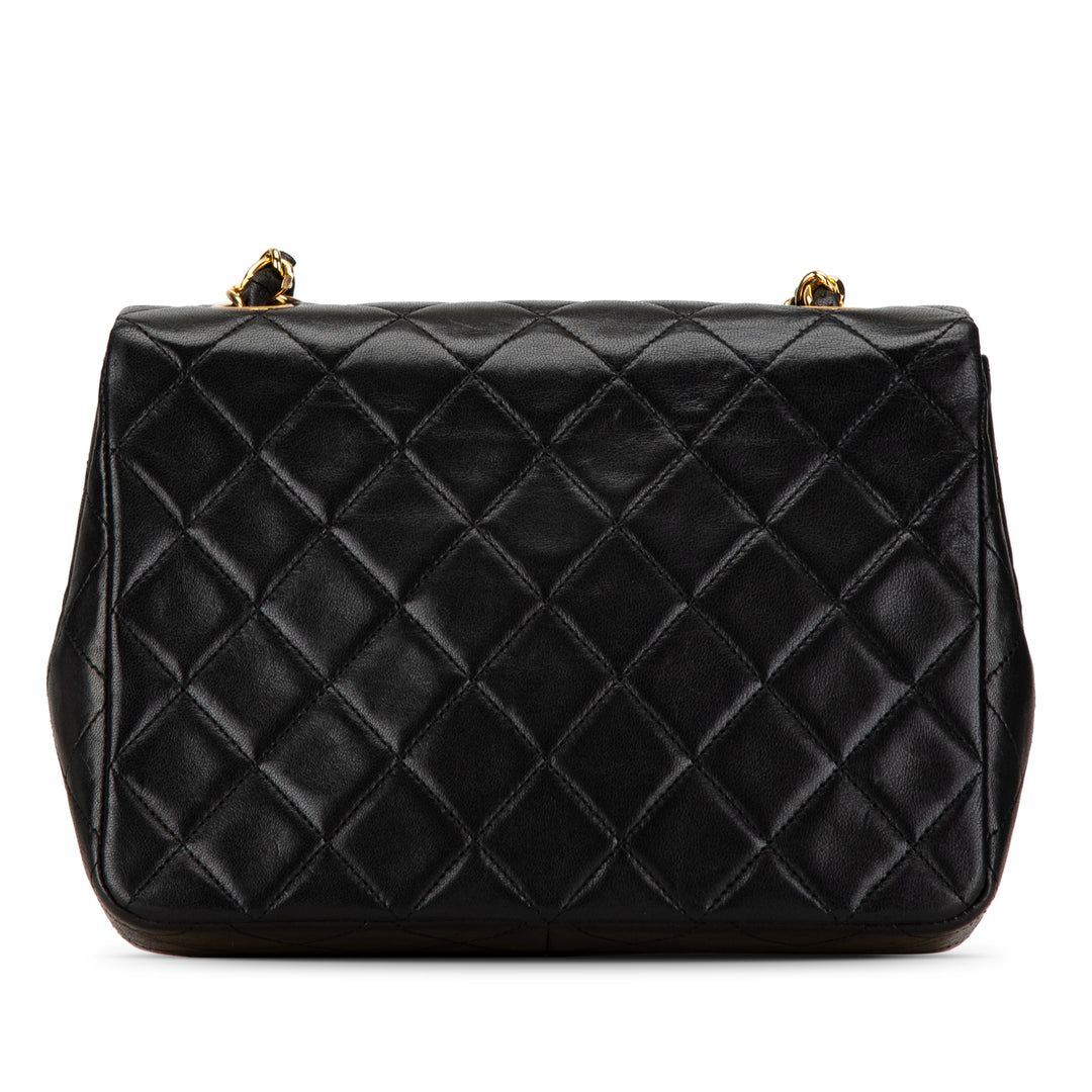 Mini Square Classic Lambskin Single Flap Black - Gaby Paris