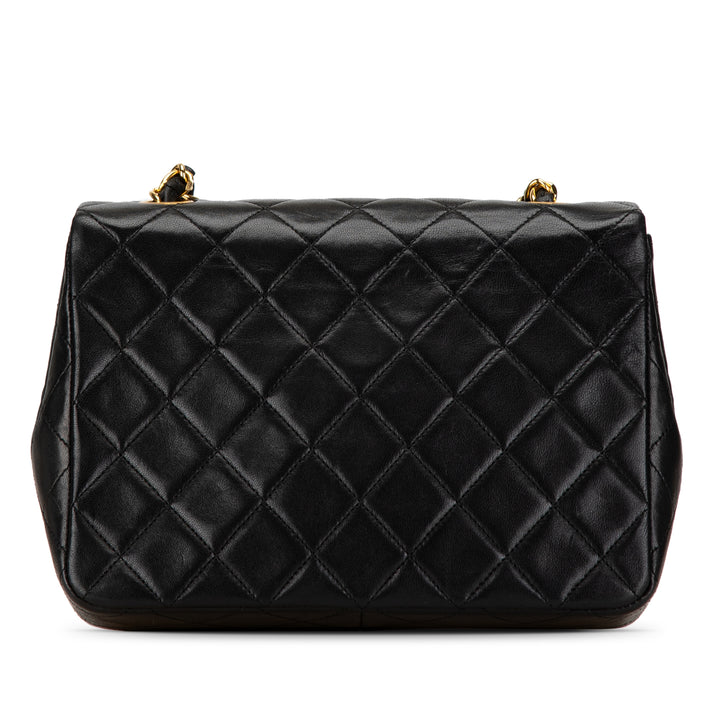 Mini Square Classic Lambskin Single Flap Black - Gaby Paris