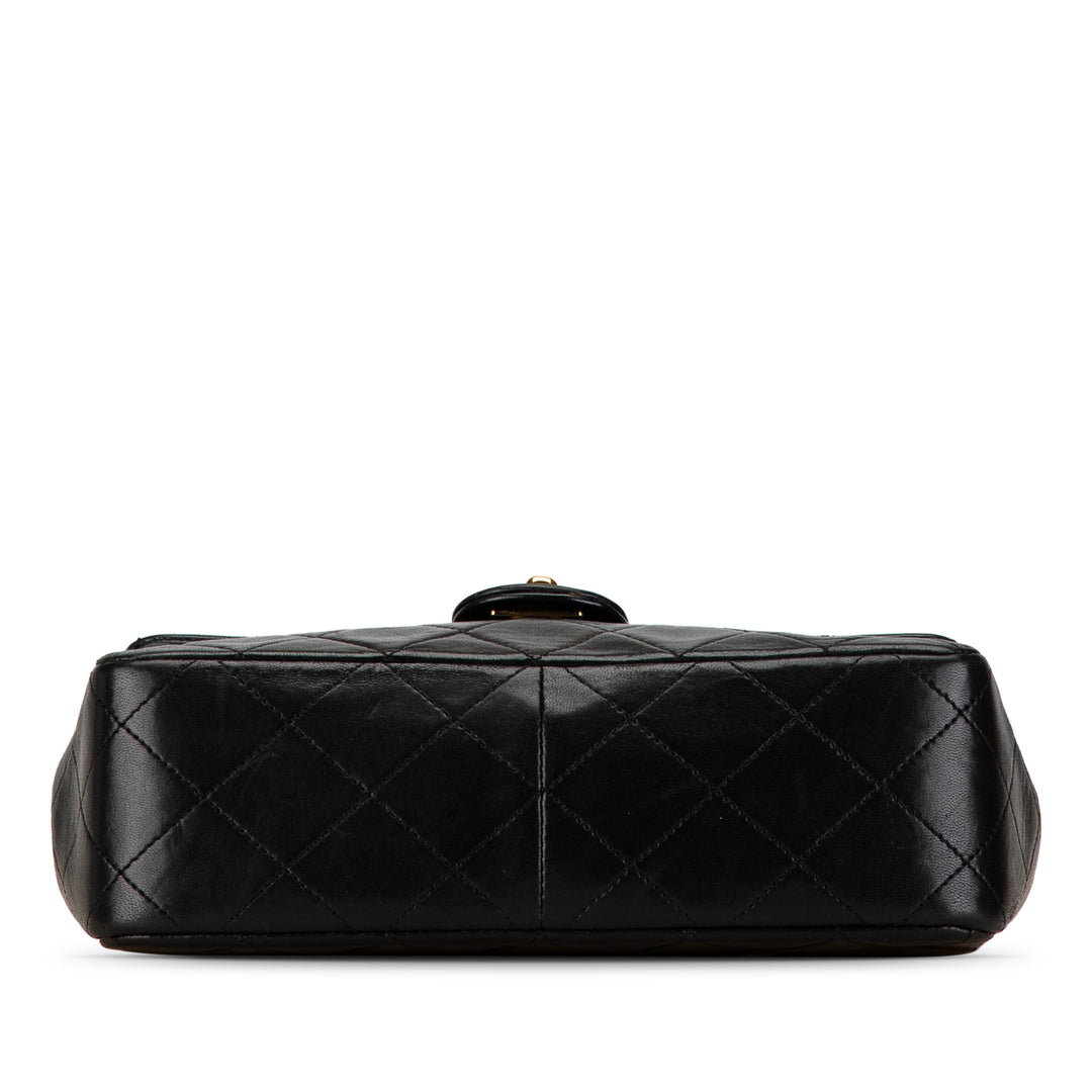 Mini Square Classic Lambskin Single Flap Black - Gaby Paris