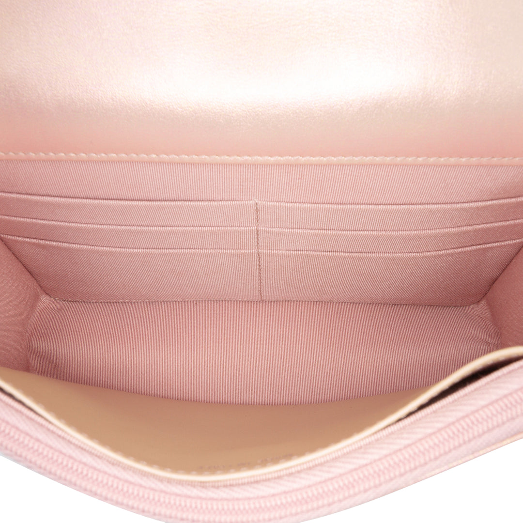 Chanel Quilted Iridescent Cuir d’agneau Wallet on Chain Rose