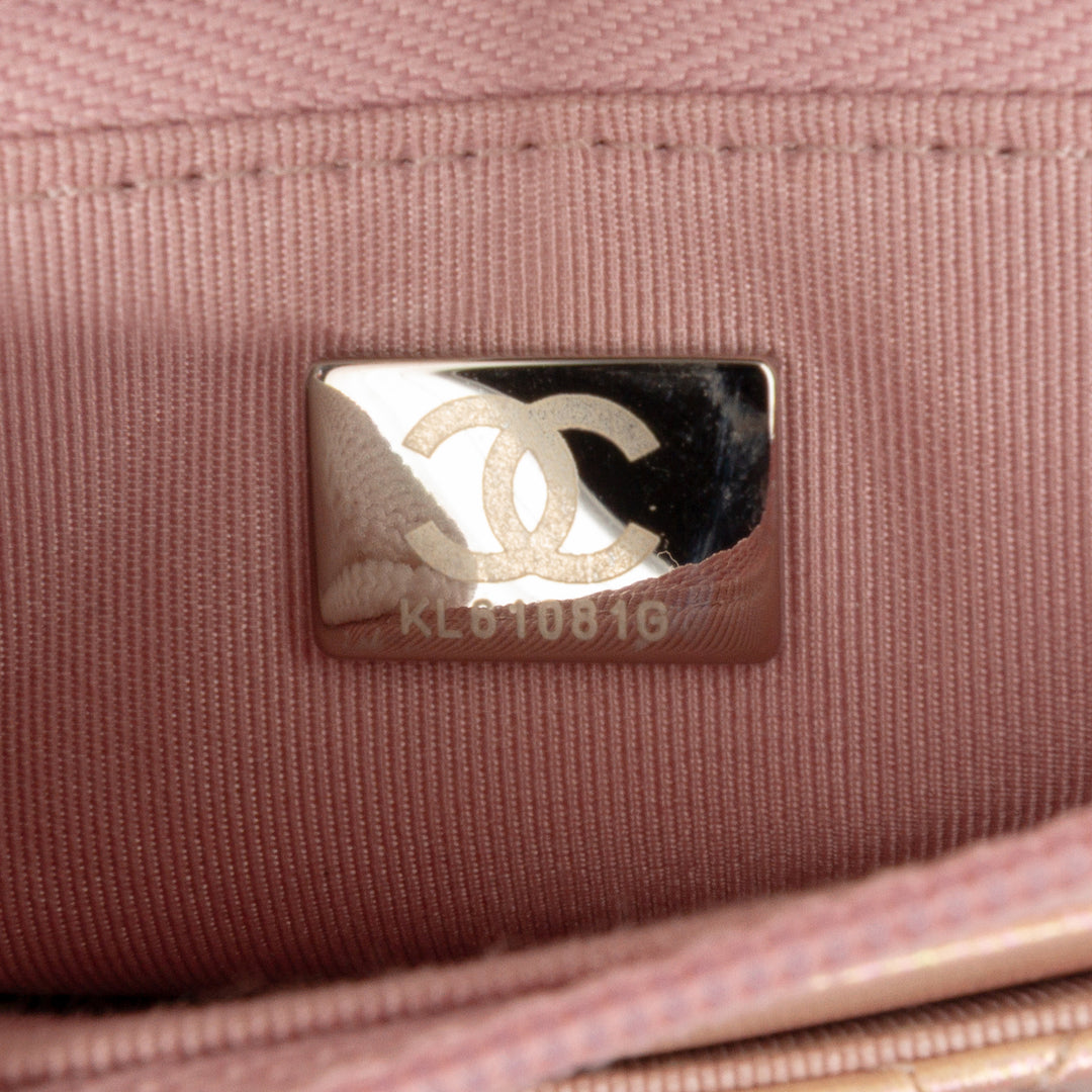 Chanel Quilted Iridescent Cuir d’agneau Wallet on Chain Rose