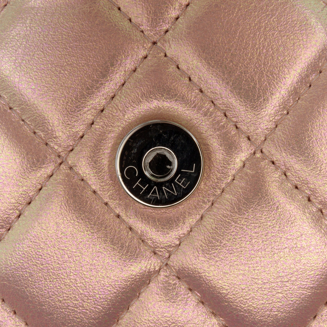 Chanel Quilted Iridescent Cuir d’agneau Wallet on Chain Rose