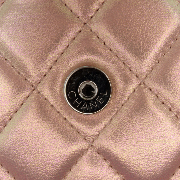 Chanel Quilted Iridescent Cuir d’agneau Wallet on Chain Rose